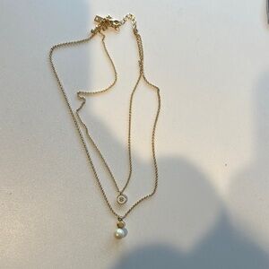 Kate spade Gold Double Layer Necklace with Pearl Pendant